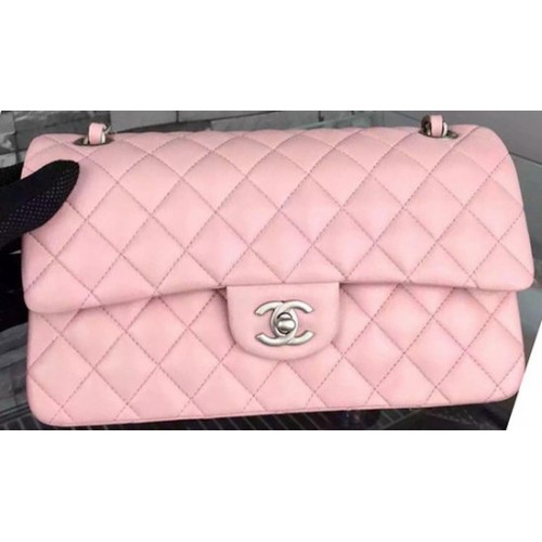 Chanel 2.55 Series Flap Bag Pink Sheepskin Leather A06375 Silver