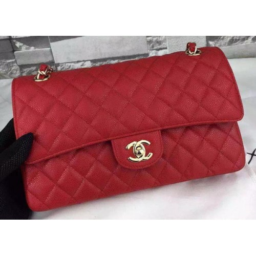 Chanel 2.55 Series Flap Bag Red Cannage Pattern Leather CF8024 Gold