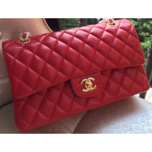 Chanel 2.55 Series Flap Bag Red Original Leather A01112 Gold