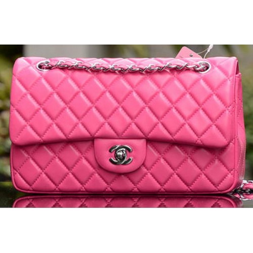 Chanel 2.55 Series Flap Bag Rose Sheepskin Leather A37586 Silver