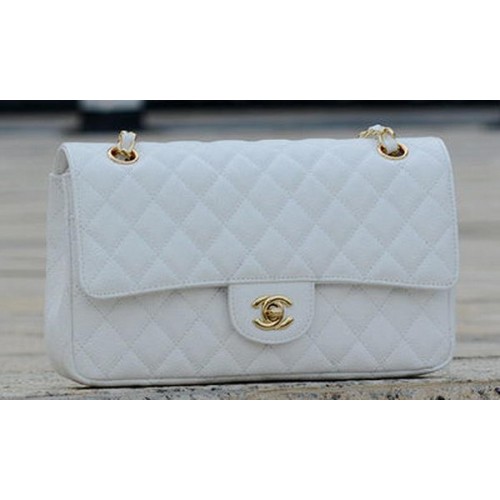 Chanel 2.55 Series Flap Bag White Cannage Pattern A1112 Gold