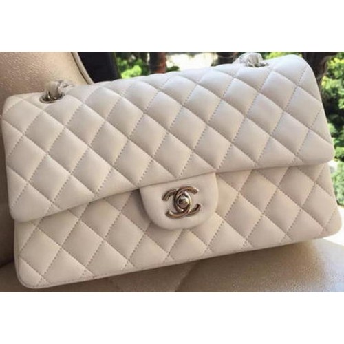 Chanel 2.55 Series Flap Bag White Original Leather A01112 Silver