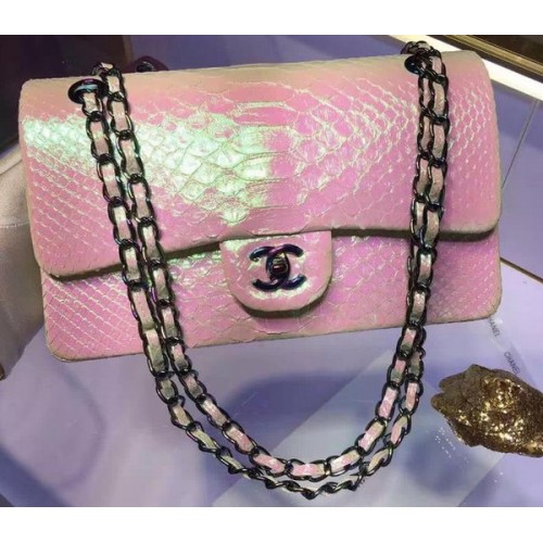 Chanel 2.55 Series Flap Bags Original Snake Leather A1112 Pink