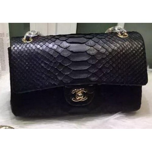 Chanel 2.55 Series Flap Bags Original Snake Leather A1112SA Black