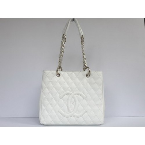 Chanel Quilted CC Tote Bag 35626 White