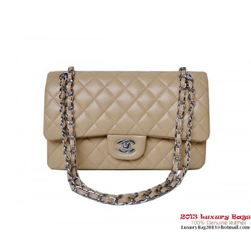 Chanel A01112 Classic Flap Bag Apricot Sheepskin Silver