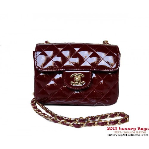 Chanel A01115 mini Flap Bag Bordeaux Patent Leather Gold