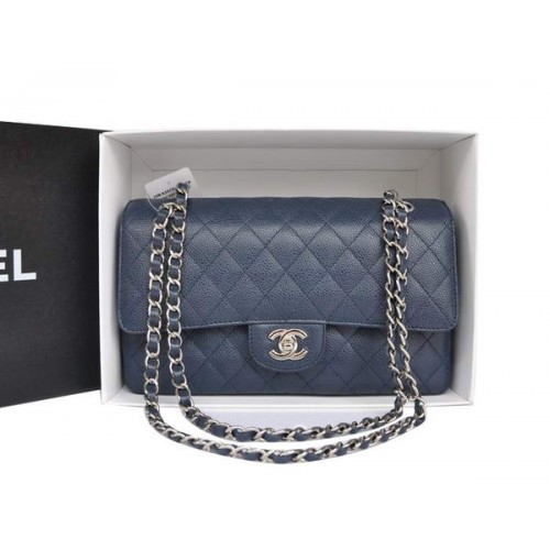 Chanel A1112 2.55 Series Flap Bag Original Cannage Leather Blue