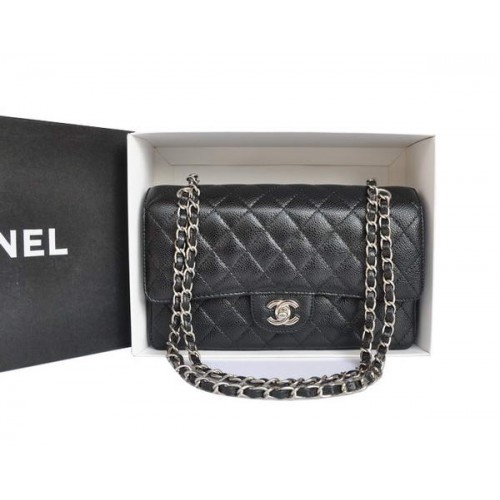 Chanel A1112 2.55 Series Flap Bag Original Caviar Leather Black