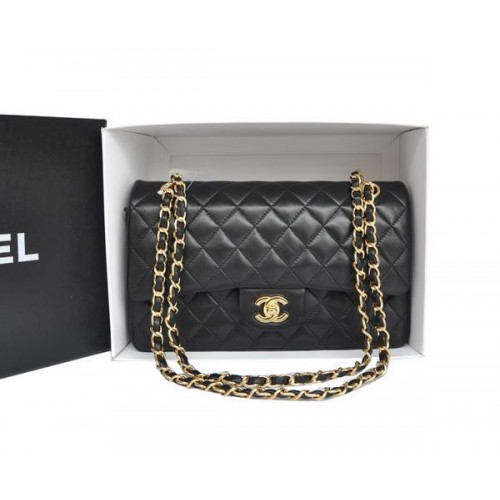 Chanel A1112 2.55 Series Flap Bag Original Leather Black Gold