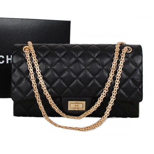 Chanel A30227 Black Sheepskin Leather Jumbo Flap Bags Gold