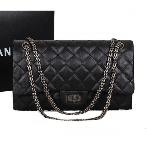 Chanel A30227 Black Sheepskin Leather Jumbo Flap Bags Silver