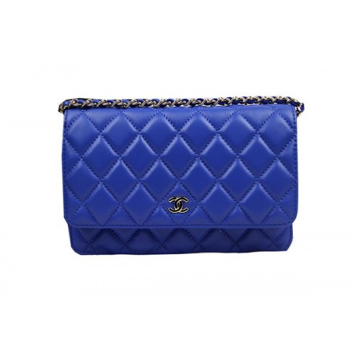 Chanel CHA33814 Blue Original Sheepskin Leather mini Flap Bag Gold