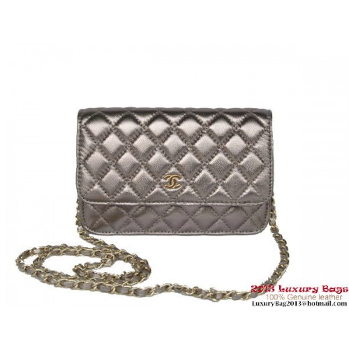 Chanel A33814 Silver Sheepskin Leather Flap Bag Gold