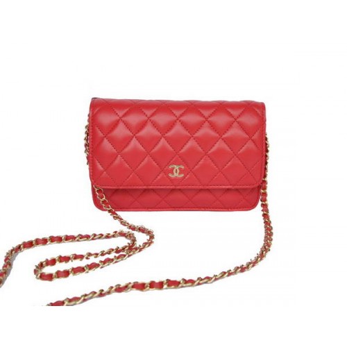 New Color Chanel A33814 Red Sheepskin Leather Flap Bag Gold