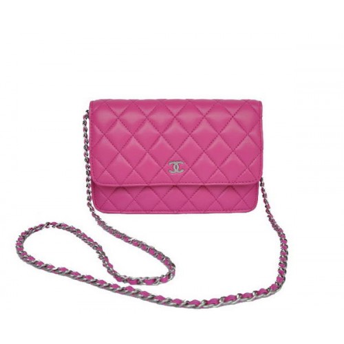 New Color Chanel A33814 Rosy Sheepskin Leather Flap Bag Silver