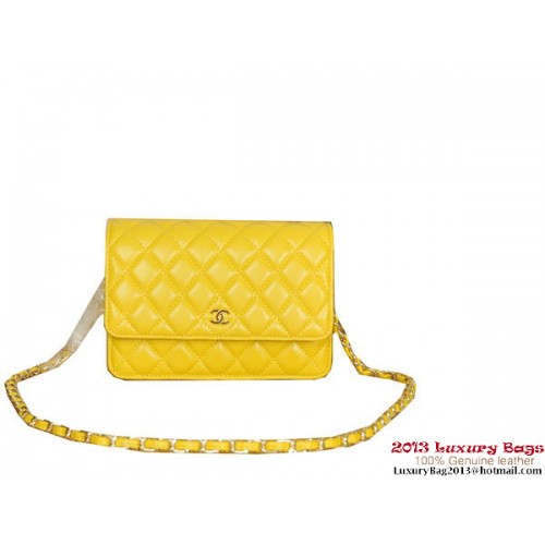 Chanel A33814 Sheepskin Leather mini Flap Bag Yellow