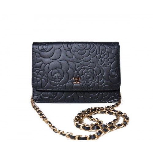Chanel A47421 Black Lambskin Leather mini Flap Bag Gold