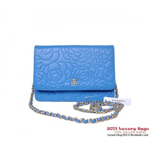 Chanel A47421 Blue Lambskin Leather mini Flap Bag Gold