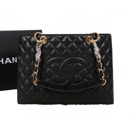 Chanel A50995 Black Original Leather Shoulder Bag Gold