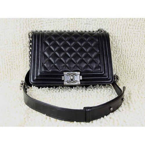 Hot Style Chanel A67025 Le Boy Flap Shoulder Bag In Black Sheepskin Leather