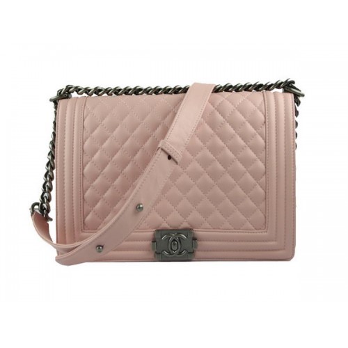 Chanel A67026 Pink Lambskin Leather Le Boy Flap Shoulder Bag