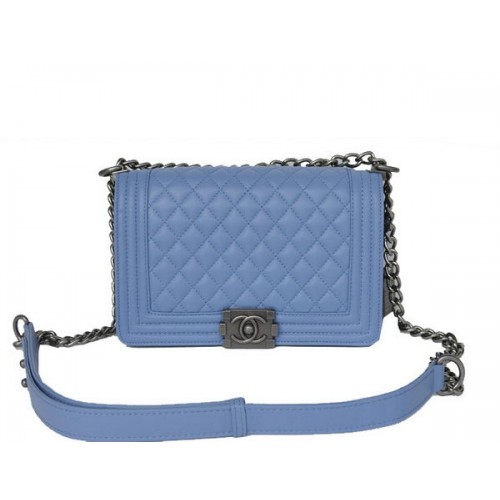 Chanel A67086 Blue Le Boy Flap Shoulder Bag Silver