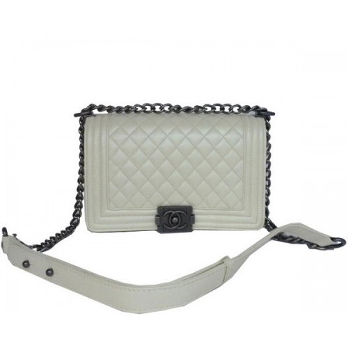 Chanel A67086 Offwhite Le Boy Flap Shoulder Bag Silver