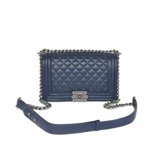 Hot Style Chanel A67086 Royalblue Le Boy Flap Shoulder Bag Silver