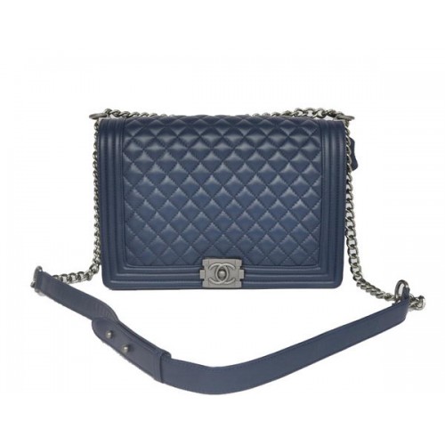 Chanel A67087 Royalblue Sheepskin Leather Le Boy Flap Shoulder Bag