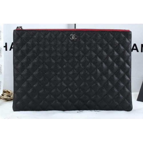 Chanel A6952 Clutch Bag Cannage Pattern Leather Black