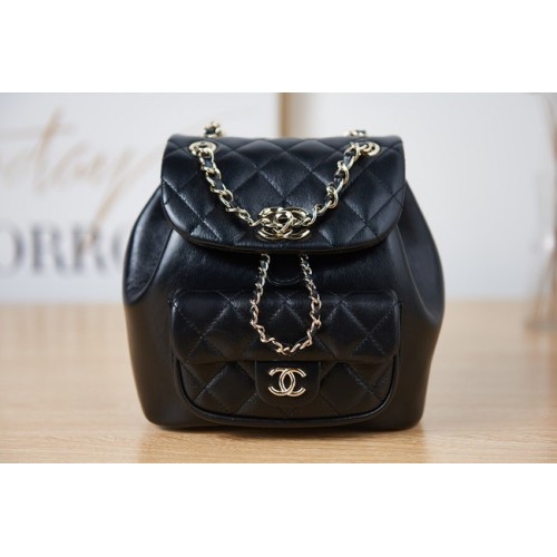 Chanel Backpack Sheepskin Original Leather AS2908 black