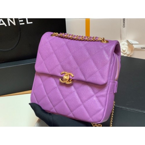 Chanel Grained Calfskin Backpack Original Leather AS3108  Lavender