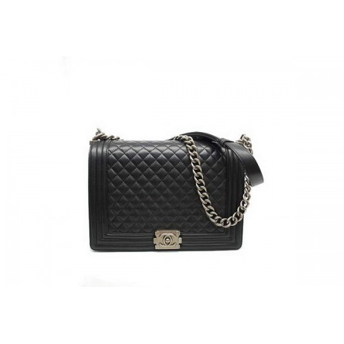 Chanel Boy Flap Shoulder Bag A30171 Black Sheepskin Leather