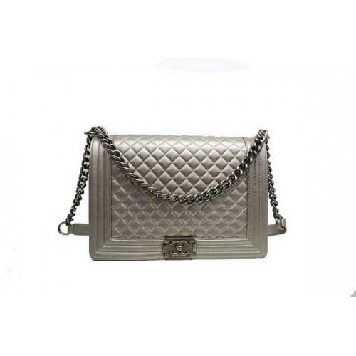 Chanel Boy Flap Shoulder Bag A30171 Grey Sheepskin Leather