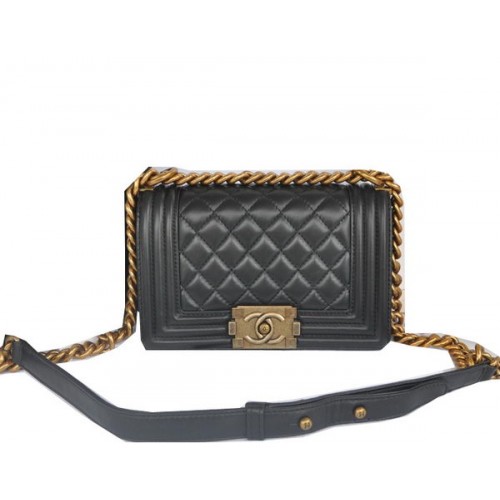 Chanel Boy Flap Shoulder Bag Black Original Lambskin Leather CHA67085 Gold