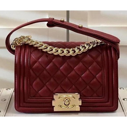 Chanel Boy Flap Shoulder Bag Burgundy Original Sheepskin Leather A67085 Gold
