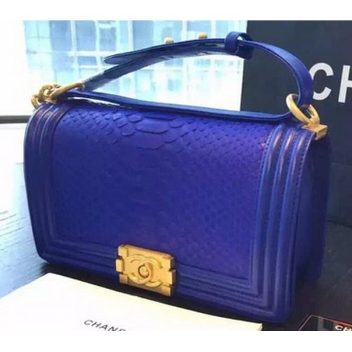 Chanel Boy Flap Shoulder Bag Royal Python Leather A66095 Gold