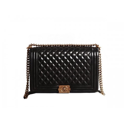 Chanel Boy Flap Shoulder Bag in Black Original Leather Gold