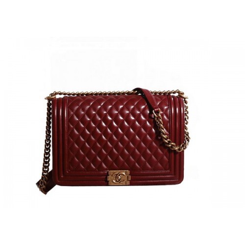 Chanel Boy Flap Shoulder Bag in Burgundy Original Leather Gold