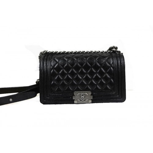 Chanel Boy Flap Shoulder Bag in Original Glazed Crackled Leather A67025 Black
