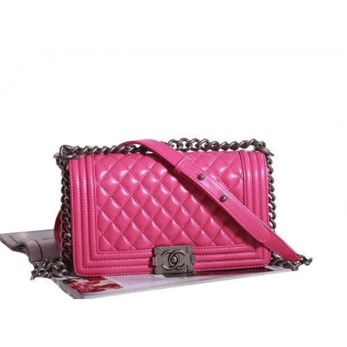 Chanel Boy Flap Shoulder Bag in Rose Lambskin Leather A67086 Silver