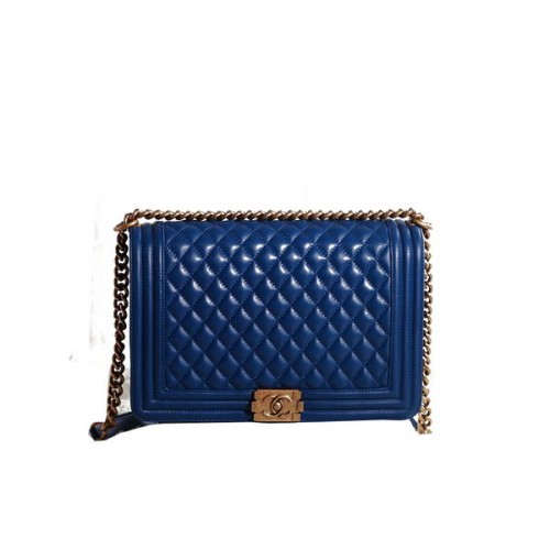 Chanel Boy Flap Shoulder Bag in RoyalBlue Original Leather Gold