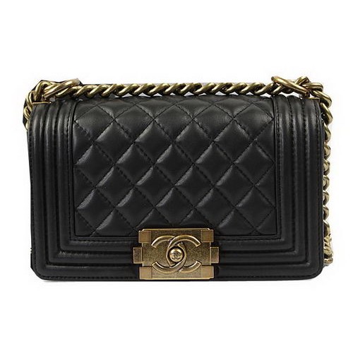 Chanel Boy Flap Shoulder Bags Black Original Lambskin Leather A67085 Gold
