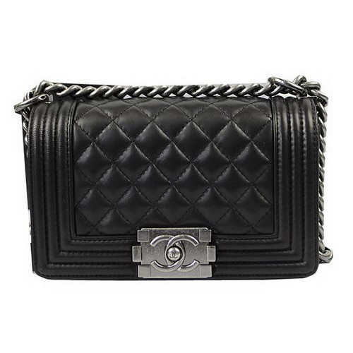 Chanel Boy Flap Shoulder Bags Black Original Lambskin Leather A67085 Silver