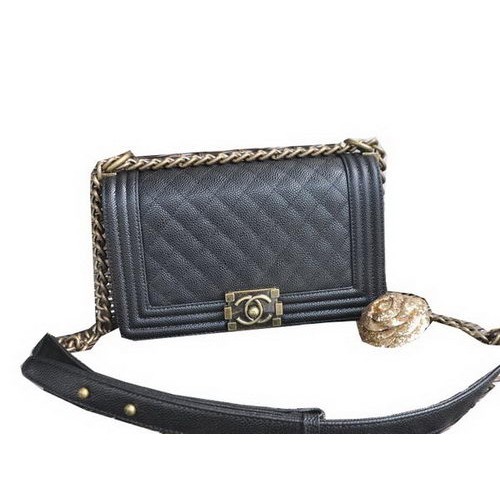 Chanel Boy Flap Shoulder Bags Cannage Pattern Leather A67086 Black