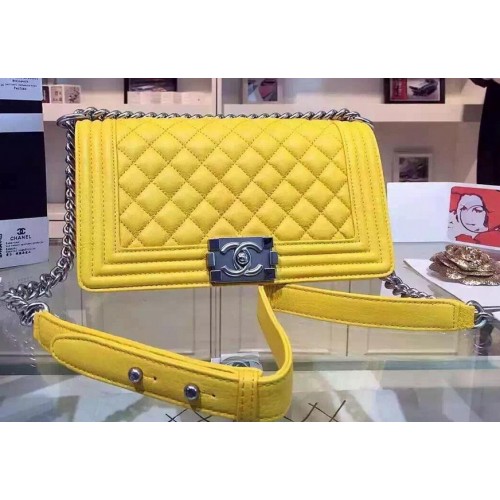 Chanel Boy Flap Shoulder Bags Deer Leather A67086 Yellow