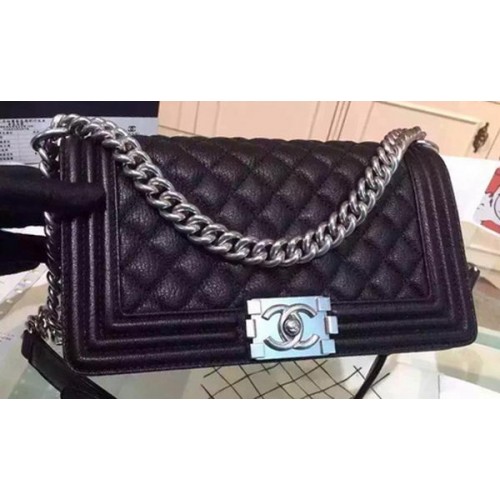 Chanel Boy Flap Shoulder Bags Deer Skin Leather A67086 Black