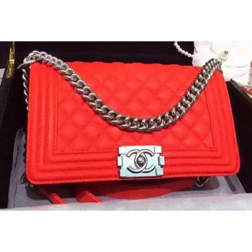 Chanel Boy Flap Shoulder Bags Deer Skin Leather A67086 Red