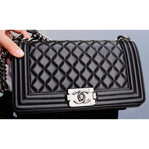 Chanel Boy Flap Shoulder Bags Sheepskin Leather A67086 Black